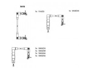BREMI 9A18 uždegimo laido komplektas 
 Kibirkšties / kaitinamasis uždegimas -> Uždegimo laidai/jungtys