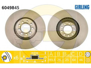 GIRLING 6049845 stabdžių diskas 
 Stabdžių sistema -> Diskinis stabdys -> Stabdžių diskas
2996121, 504121612