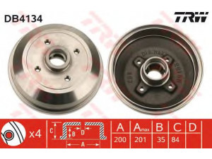 TRW DB4134 stabdžių būgnas 
 Stabdžių sistema -> Būgninis stabdys -> Stabdžių būgnas
418025, 418051, 90425920, 90509107