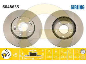 GIRLING 6048655 stabdžių diskas 
 Stabdžių sistema -> Diskinis stabdys -> Stabdžių diskas
517121H000, 517121H100, 517122K100