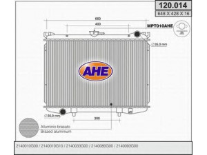 AHE 120.014 radiatorius, variklio aušinimas 
 Aušinimo sistema -> Radiatorius/alyvos aušintuvas -> Radiatorius/dalys
2140010G00