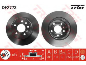 TRW DF2773 stabdžių diskas 
 Stabdžių sistema -> Diskinis stabdys -> Stabdžių diskas
569118, 569210, 90512910, 4565693