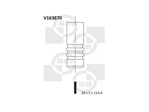 BGA V163870 įleidimo vožtuvas 
 Variklis -> Variklio uždegimo laiko reguliavimo kontrolė -> Vožtuvų eilė -> Vožtuvai/dalys
55206431