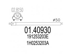 MTS 01.40930 išleidimo kolektorius 
 Išmetimo sistema -> Išmetimo vamzdžiai
191253203E, 1H0253203A, 1H0253203E