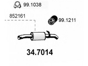 ASSO 34.7014 galinis duslintuvas 
 Išmetimo sistema -> Duslintuvas
852161