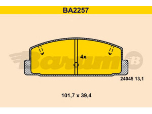 BARUM BA2257 stabdžių trinkelių rinkinys, diskinis stabdys 
 Techninės priežiūros dalys -> Papildomas remontas
GEYC-26-43Z, GEYC-26-43ZA, GEYC-26-48Z
