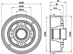 HELLA 8DT 355 300-351 stabdžių būgnas 
 Stabdžių sistema -> Būgninis stabdys -> Stabdžių būgnas
6001548126, 7700419824