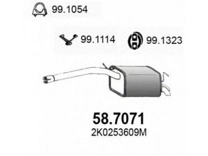 ASSO 58.7071 galinis duslintuvas 
 Išmetimo sistema -> Duslintuvas
2K0253609A, 2K0253609AD, 2K0253609B