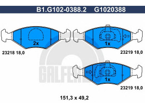 GALFER B1.G102-0388.2 stabdžių trinkelių rinkinys, diskinis stabdys 
 Techninės priežiūros dalys -> Papildomas remontas
7078947, 9947917
