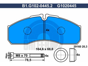 GALFER B1.G102-0445.2 stabdžių trinkelių rinkinys, diskinis stabdys 
 Techninės priežiūros dalys -> Papildomas remontas
42536101, 50 01 844 748