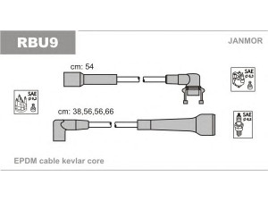 JANMOR RBU9 uždegimo laido komplektas 
 Kibirkšties / kaitinamasis uždegimas -> Uždegimo laidai/jungtys
77 00 720 781, 7700100447, 7700749826