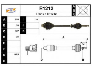 SNRA R1212 kardaninis velenas 
 Ratų pavara -> Kardaninis velenas
7701348085