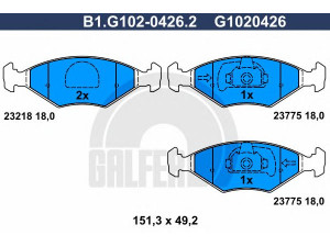GALFER B1.G102-0426.2 stabdžių trinkelių rinkinys, diskinis stabdys 
 Techninės priežiūros dalys -> Papildomas remontas
9948038