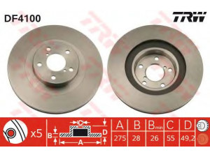 TRW DF4100 stabdžių diskas 
 Dviratė transporto priemonės -> Stabdžių sistema -> Stabdžių diskai / priedai
4351220190, 4351220280, 4351220380