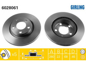 GIRLING 6028061 stabdžių diskas 
 Stabdžių sistema -> Diskinis stabdys -> Stabdžių diskas
8E0615301B, 8E0615301D, 8E0615301P