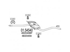 MTS 01.54540 vidurinis duslintuvas 
 Išmetimo sistema -> Duslintuvas
4B0253409A, 4B0253409BP