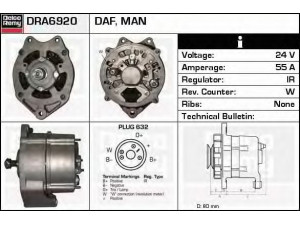 DELCO REMY DRA6920 kintamosios srovės generatorius 
 Elektros įranga -> Kint. sr. generatorius/dalys -> Kintamosios srovės generatorius
111146, 89 06 67 R, 89 09 67, 51 26 101 7190