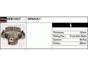 DELCO REMY DC81337 stabdžių apkaba 
 Stabdžių sistema -> Stabdžių matuoklis -> Stabdžių matuoklio montavimas
7701201905