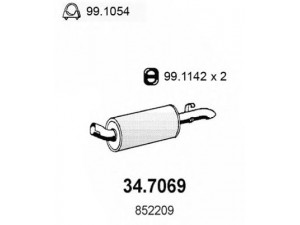 ASSO 34.7069 galinis duslintuvas 
 Išmetimo sistema -> Duslintuvas
852209, 90183563