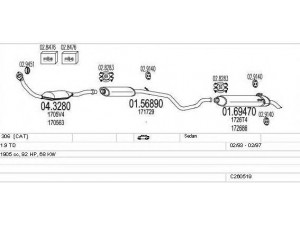 MTS C260519008274 išmetimo sistema 
 Išmetimo sistema -> Išmetimo sistema, visa