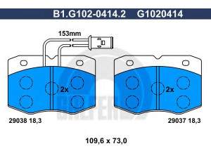 GALFER B1.G102-0414.2 stabdžių trinkelių rinkinys, diskinis stabdys
1906418
