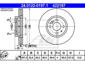 ATE 24.0122-0197.1 stabdžių diskas 
 Dviratė transporto priemonės -> Stabdžių sistema -> Stabdžių diskai / priedai
4249 74, 4249 L2, 46401356, 46542383