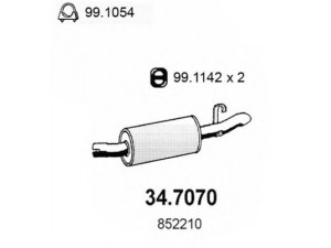 ASSO 34.7070 galinis duslintuvas 
 Išmetimo sistema -> Duslintuvas
852210, 90183564